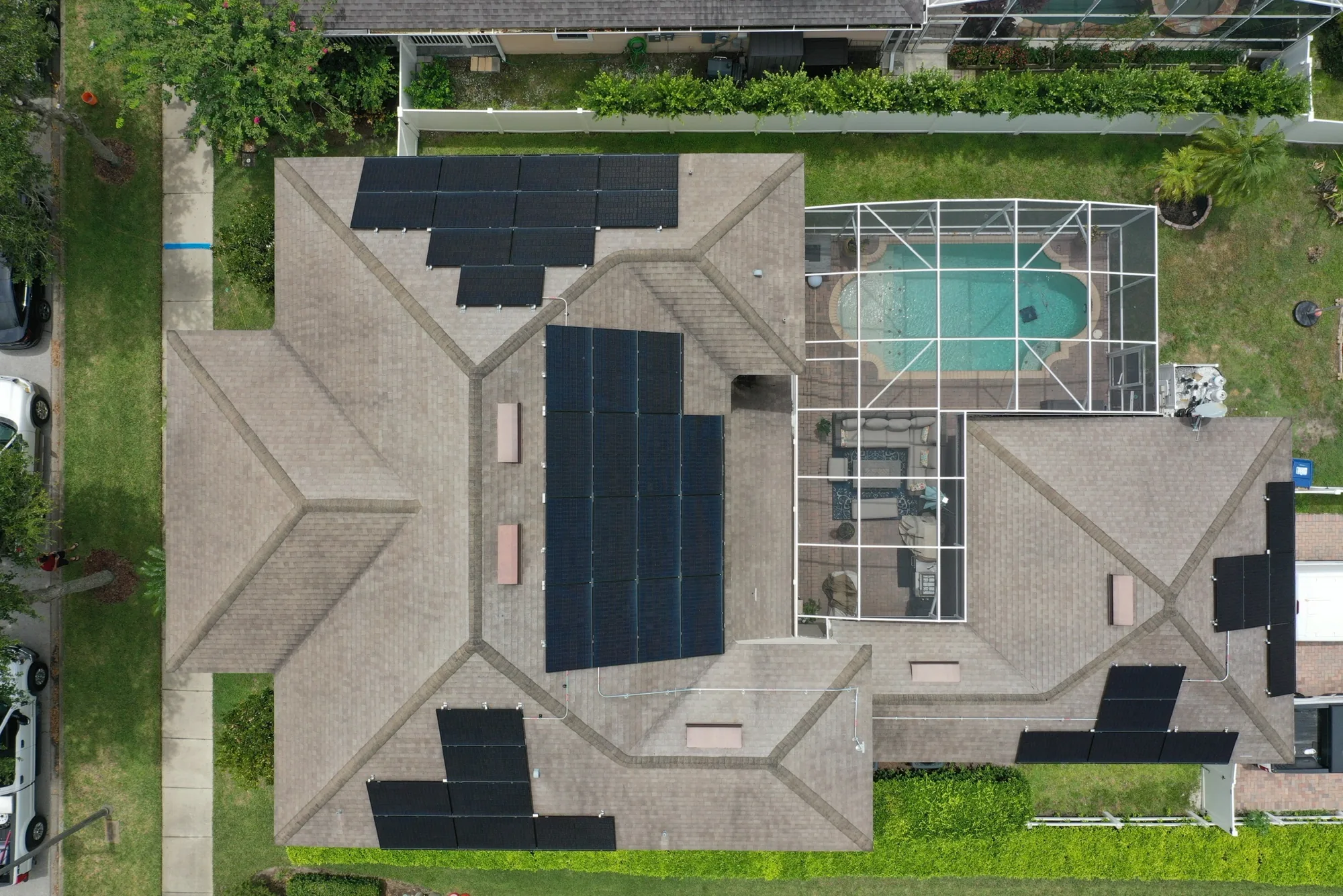 Completed rooftop solar installation on a Florida home